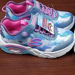 Girls Skechers Rainbow Racer Lights sneakers